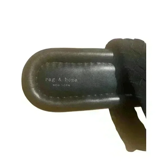 NEW RAG & BONE Lewis Black Braided Suede Pointed Toe Slide Sandal Sz 37 1/2 - Picture 5 of 11